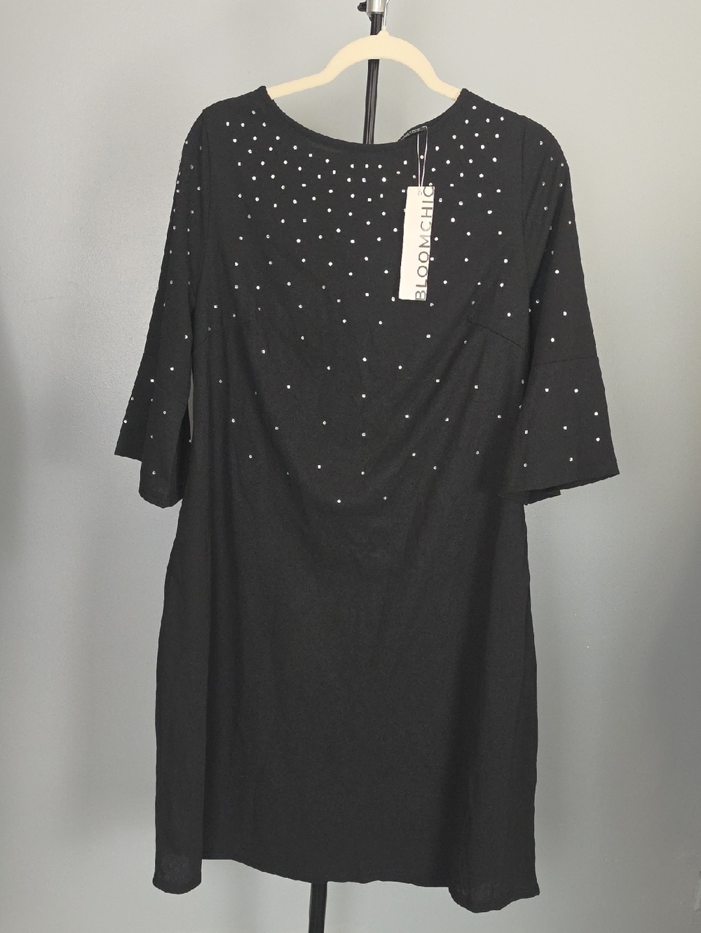 Bloomchic Black Embellished Dress with Pockets, Size 14-16(US), NWT